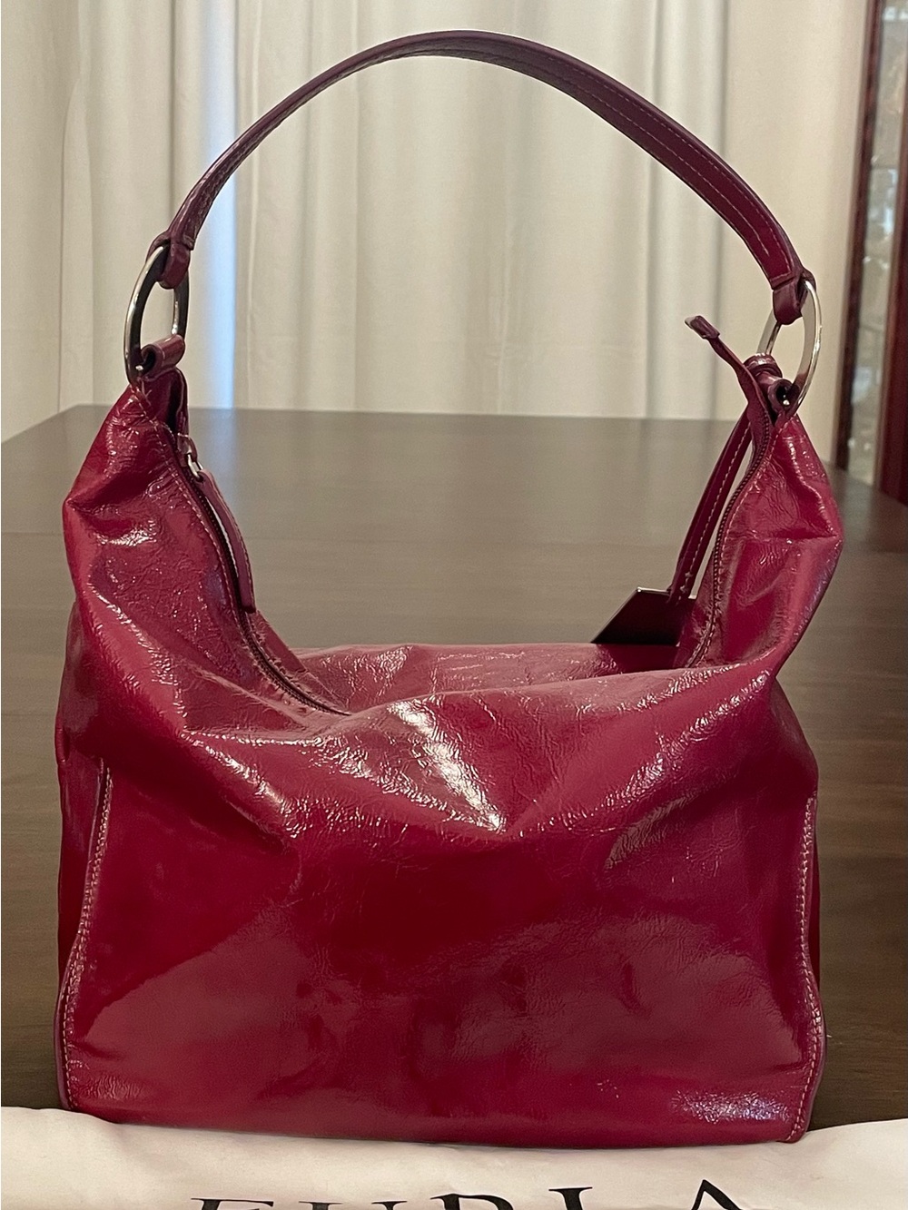 Furla Patent Leather Hobo Shoulder Bag - Picture 3 of 13